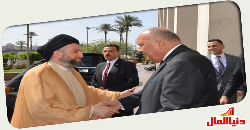 سامح شكري وزير الخارجية -عمار الحكيم رئيس تيار الحكمة الوطني العراقي 